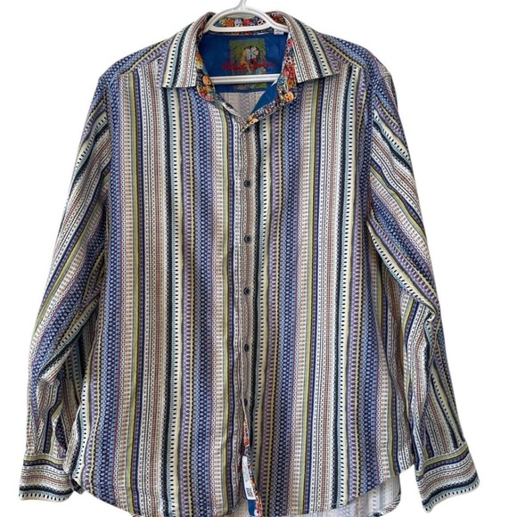 Robert Graham Embroidered Flip Cuff Dress Shirt~Skulls~Mens Size Large - L - Picture 11 of 12